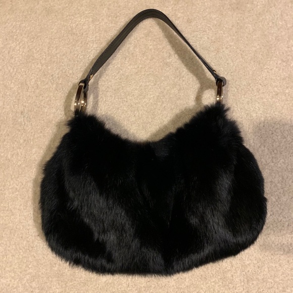 black fur purse